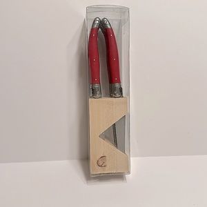 Laguiole 6 Piece Steak Knives Set with block, Red